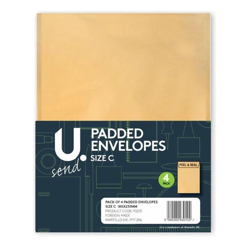 Padded Envelopes Size C 150x225mm, 4pk Padded Envelopes Size C 150x225mm, 4pk